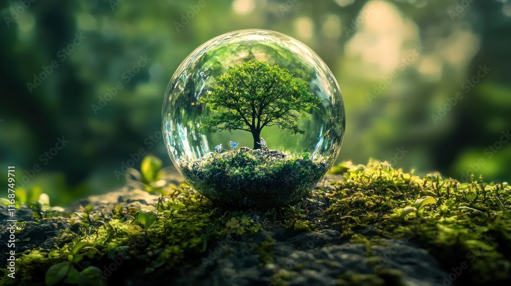 A Miniature Tree Encased Within A Glass Sphere A Miniature Tree Encased Within A Glass Sphere