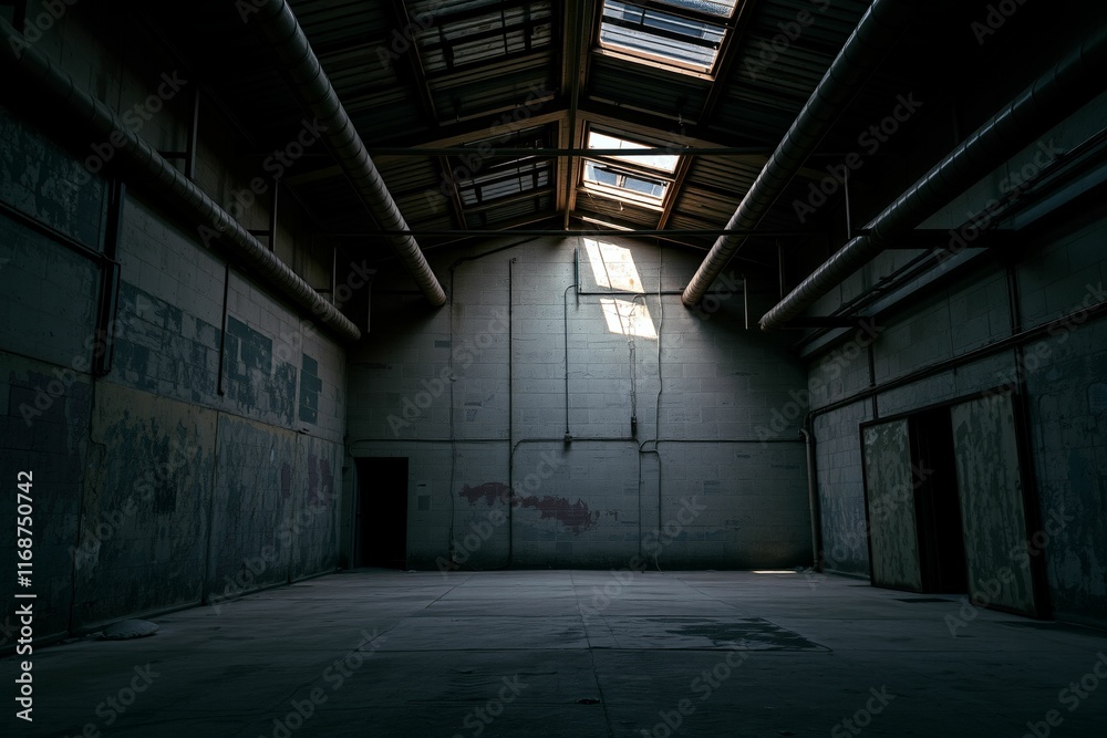 Abandoned Industrial Warehouse with Skylight and Grungy Textures.generative AI
Abandoned Industrial Warehouse with Skylight and Grungy Textures.generative AI