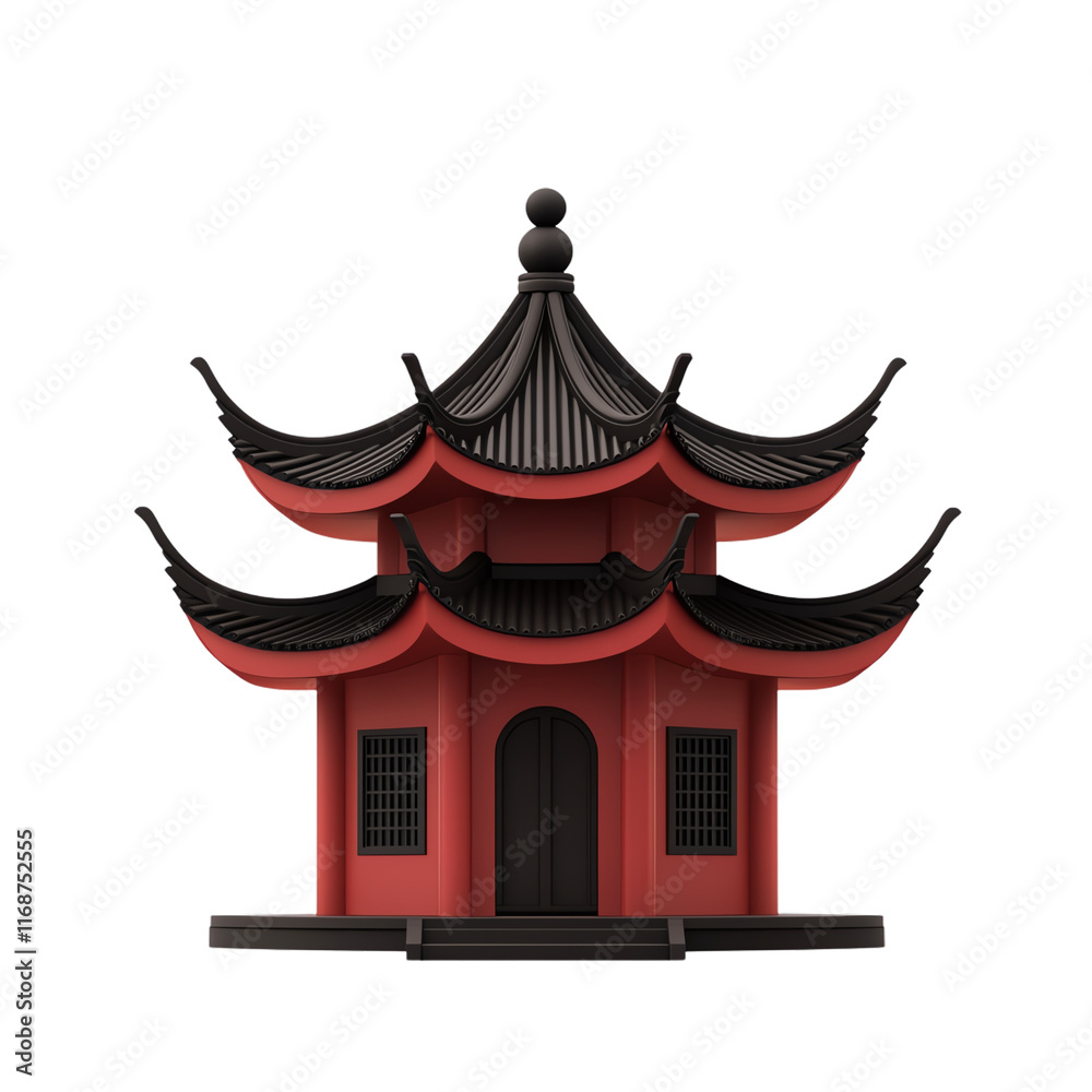 Fototapeta premium Asian and Chinese style Traditional red Asian temple with intricate design.