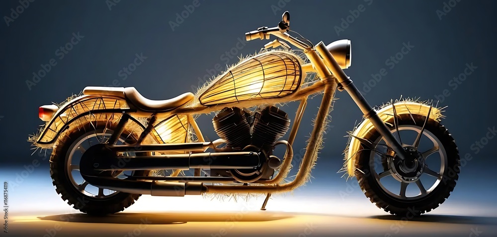 Fototapeta premium A Unique Straw Motorcycle Design Showing Craftsmanship