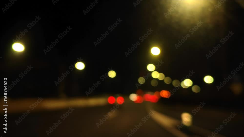 Traffic bokeh lights in the city night