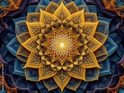 Golden Mandala with Intricate Sacred Geometry photo