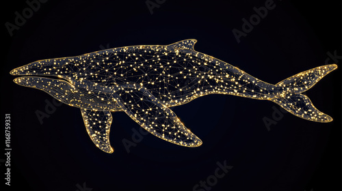 whale financial flat illustration links net lights technology