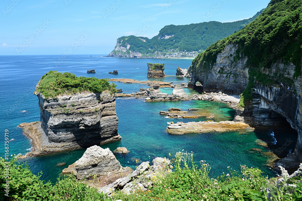 Obraz premium Rocky coast and clear waters