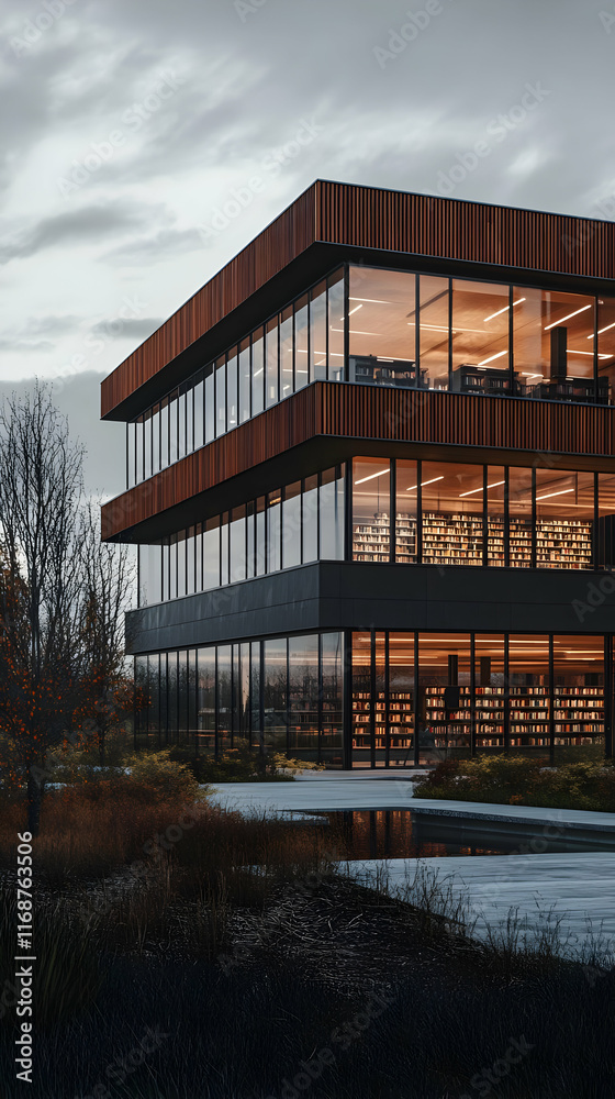 Obraz premium Modern Library Building 3D Illustration