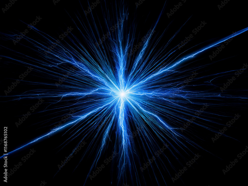 A vibrant blue energy burst explodes from a central point, radiating outward in sharp, electric lines against a stark black background. The effect is bright, powerful, and dynamic. A vibrant blue energy burst explodes from a central point, radiating outward in sharp, electric lines against a stark black background. The effect is bright, powerful, and dynamic.