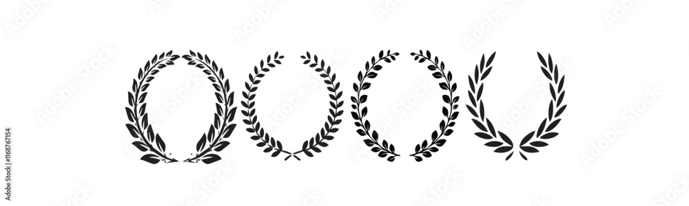 Print Laurel Wreath Vector Set. Collection of Foliate Award Wreaths for Cinema Festivals. Laurel wreath of victory icon, set of gold, silver and bronze medals, laurel frame ranking decoration Print Laurel Wreath Vector Set. Collection of Foliate Award Wreaths for Cinema Festivals. Laurel wreath of victory icon, set of gold, silver and bronze medals, laurel frame ranking decoration
