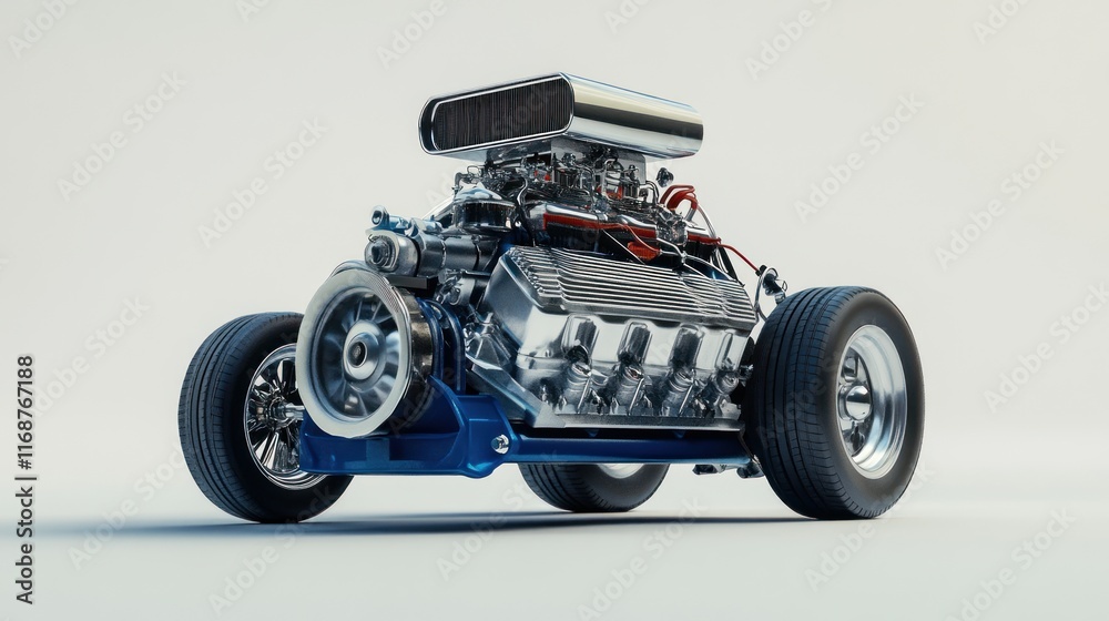 A detailed 3D rendering of a car engine showcasing its components and design. A detailed 3D rendering of a car engine showcasing its components and design.