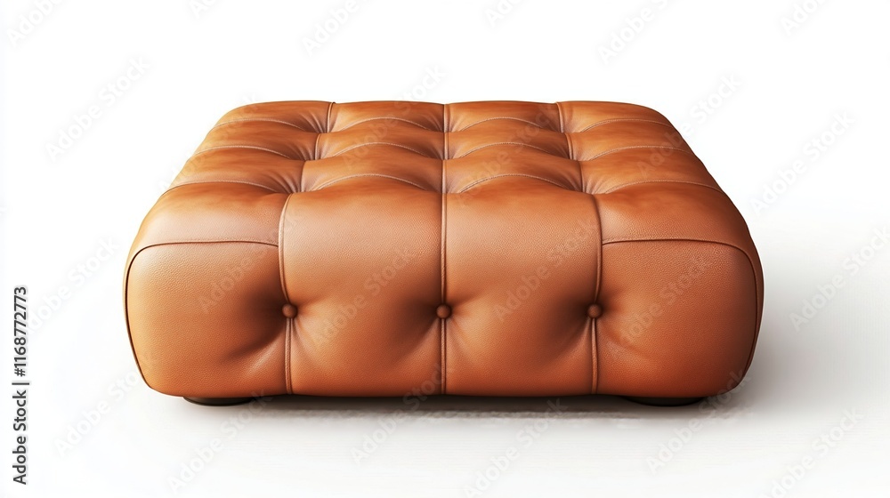 Obraz premium Soft leather ottoman with rounded edges, isolated on white for contemporary lounges