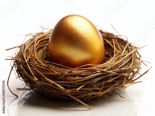 Golden Egg in Bird Nest - Silhouette Stock Photo