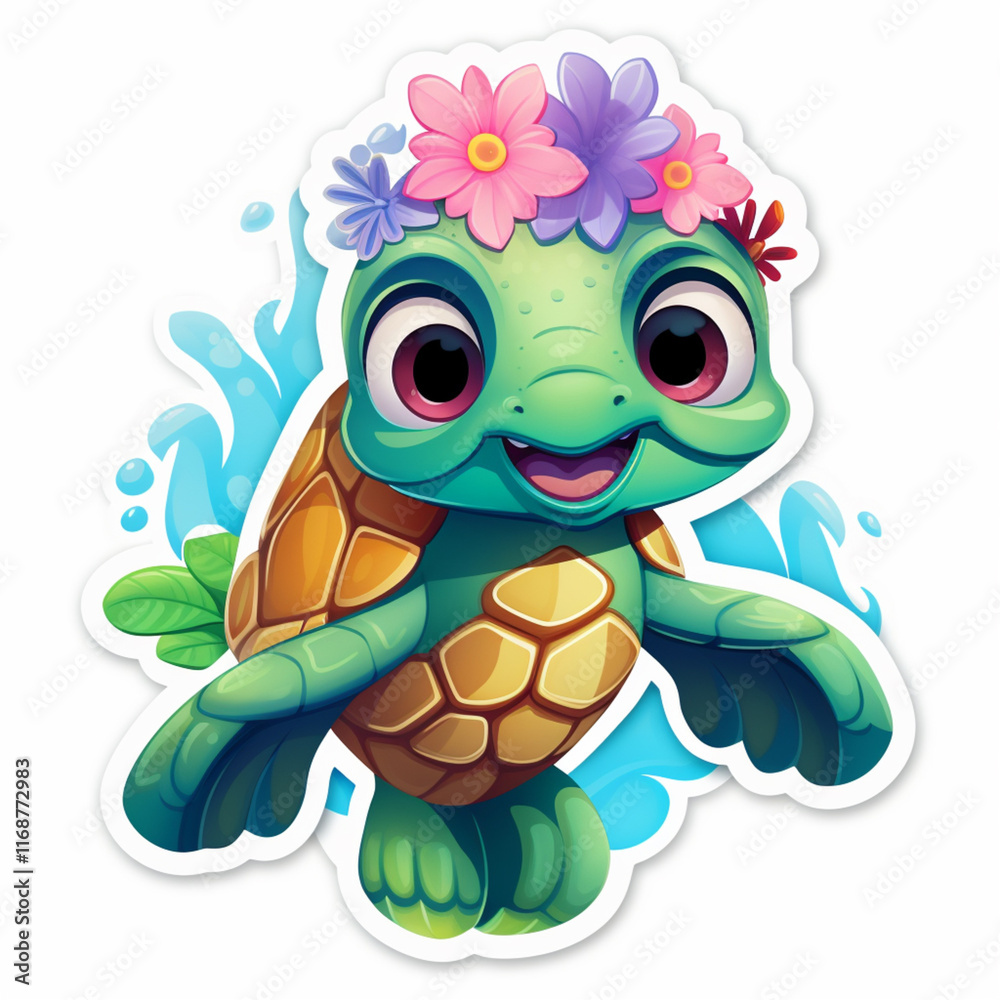 Obraz premium turtle on a white background, cartoon style. 
