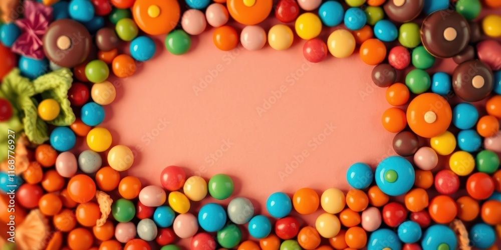 Obraz premium Colorful Candy Frame for Sweet Treats and Festive Occasions