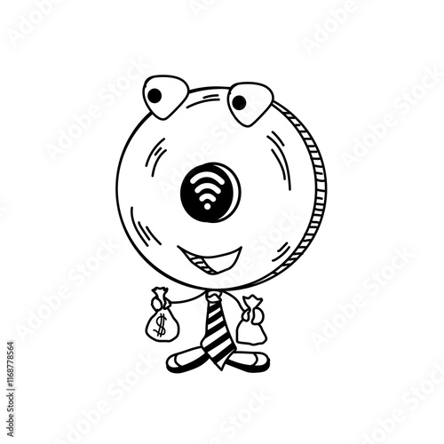     a funny character in the shape of a coin