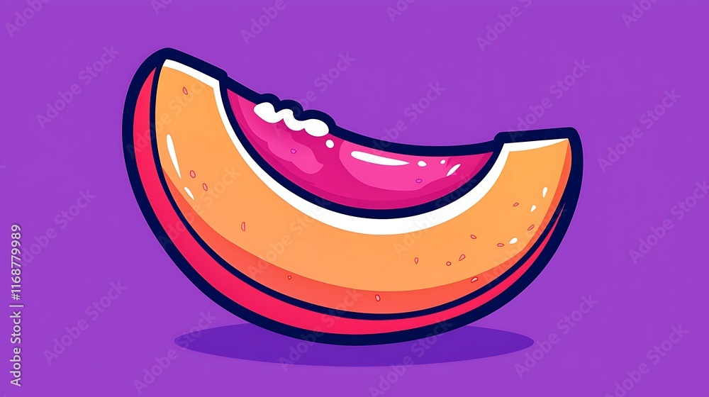 Cartoon illustration of a juicy cantaloupe slice. Cartoon illustration of a juicy cantaloupe slice.