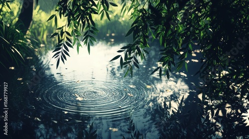 Rippling water reflections in a serene pond nature photography tranquil environment photo