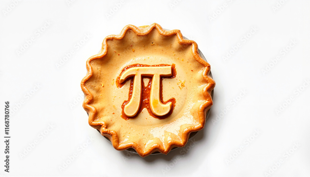 Mini Pi-themed pie on white background Mini Pi-themed pie on white background