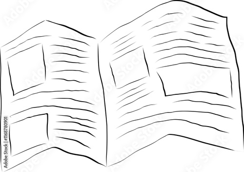 Fresh newspaper hand drawn doodle, latest news, contour drawing, latest publishing. Sketchy news paper stack, local or world news. Vector illustration