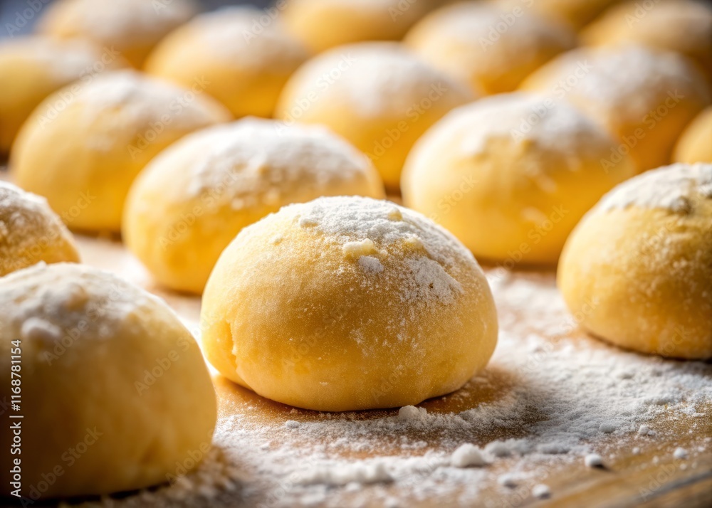 Macro Photography: Soft Dough Balls Ready for Baking - Delicious Homemade Bread Macro Photography: Soft Dough Balls Ready for Baking - Delicious Homemade Bread