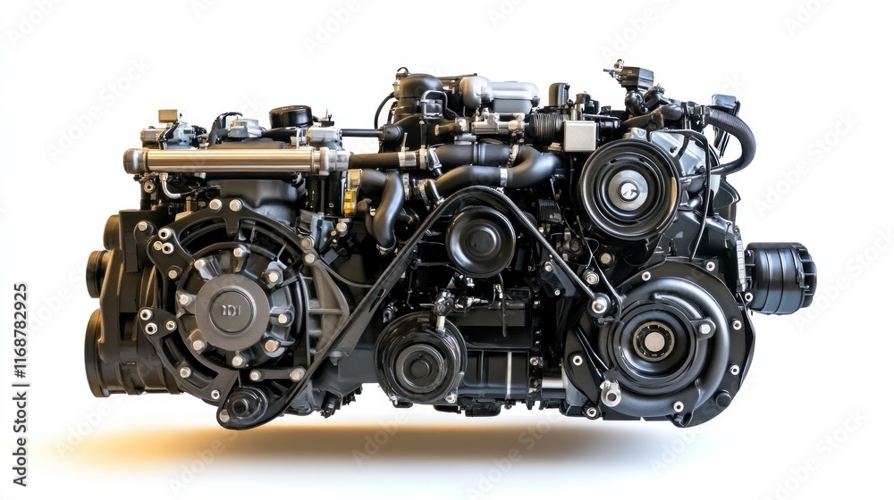 A detailed rendering of an automotive engine showcasing its components and design. A detailed rendering of an automotive engine showcasing its components and design.