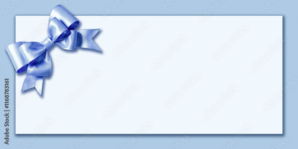 Empty background with blue ribbon and bow Empty background with blue ribbon and bow