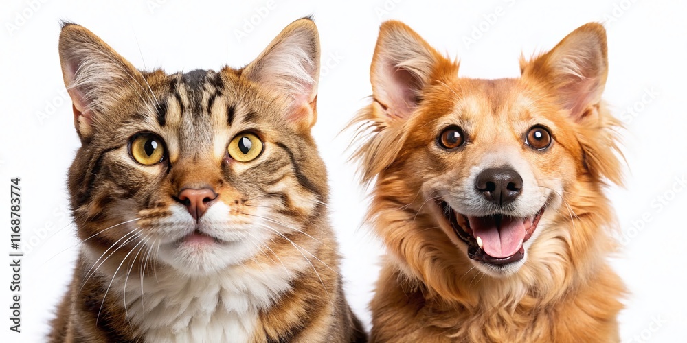 Happy Dog and Cat Posing Together, Low Light Pet Photography, Adorable Friends, Studio Shot, Isolated PNG Happy Dog and Cat Posing Together, Low Light Pet Photography, Adorable Friends, Studio Shot, Isolated PNG