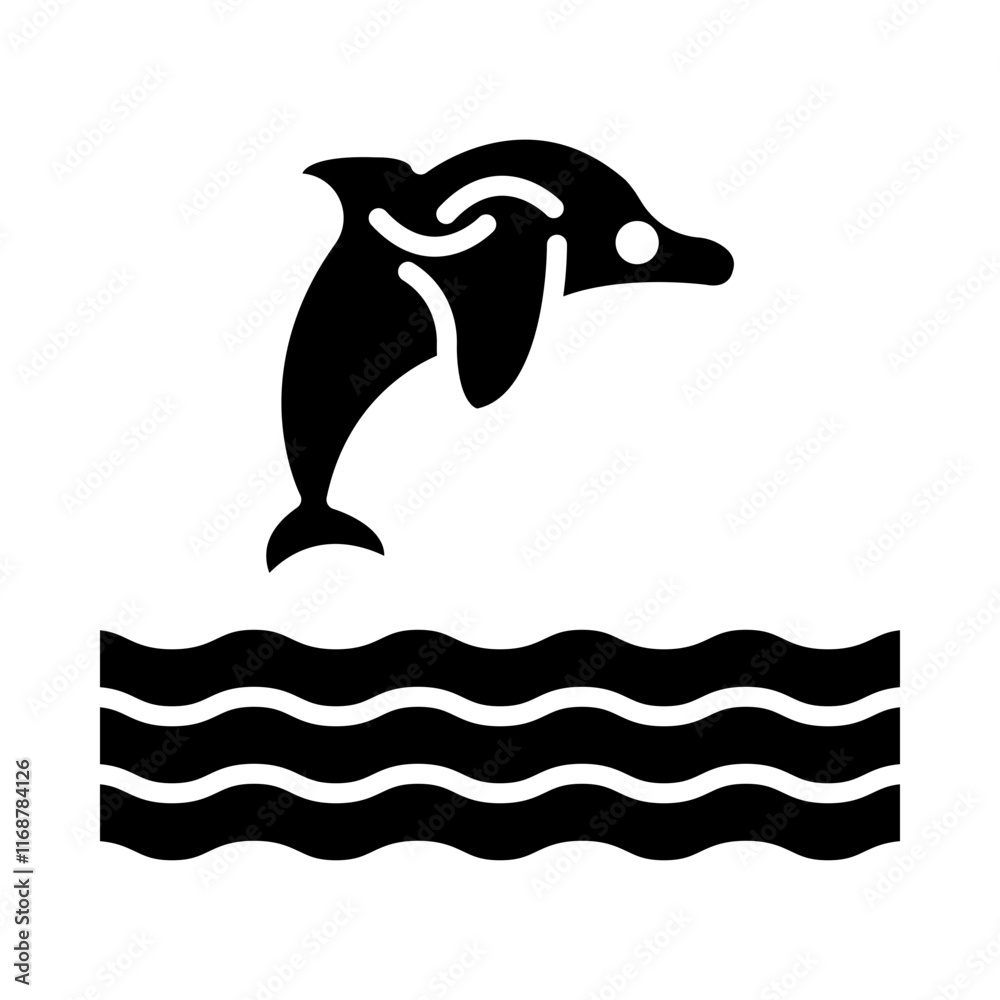 Fototapeta premium Dolphin Jumping glyph icon