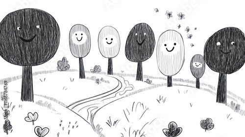 Wallpaper Mural Happy Smiling Trees Beside a Winding Creek Torontodigital.ca