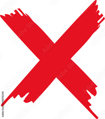 Grunge letter X. X icon. Red cross mark sign vector illustration. Sketch sign isolated on white background. Hand drawn calligraphy. Drawing vote symbol. X shape graphic texture.