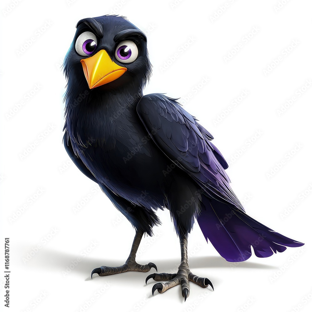 Fototapeta premium Black crow isolated on white background