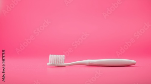 Wallpaper Mural A Single White Toothbrush on a Vibrant Pink Background Torontodigital.ca