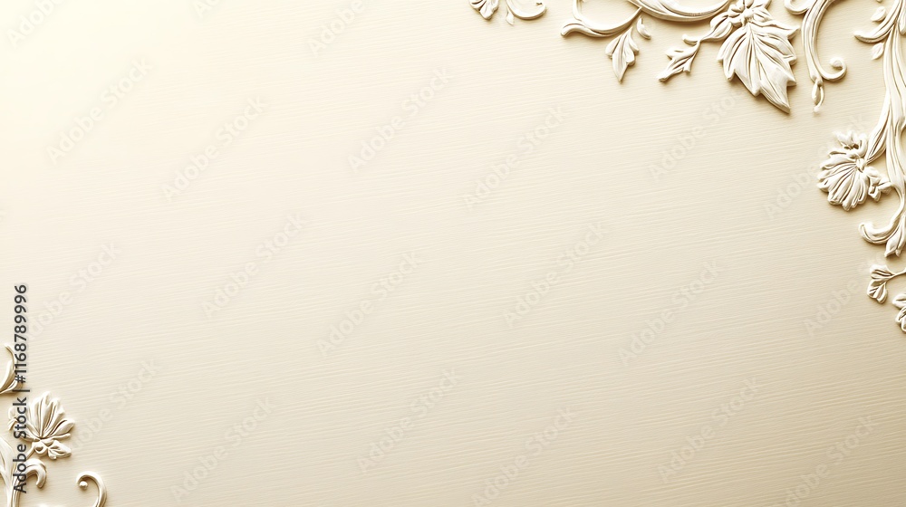 Fototapeta premium Elegant Cream Background With Ornate Floral Corner Designs