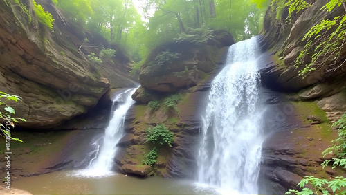 Anna Ruby Falls dual cascading waterfalls near Helen, Georgia photo