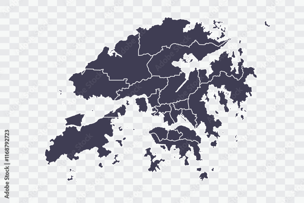 Obraz premium Hong Kong Map Slate Color on White Background quality files Png