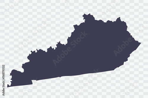 KENTUCKY Map Slate Color on White Background quality files Png