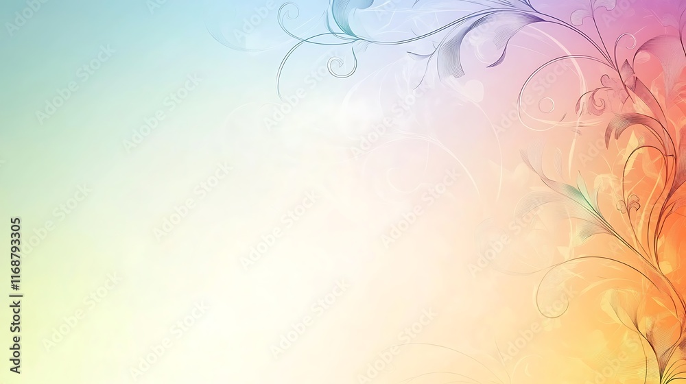 Pastel Floral Design Background With Swirls Pastel Floral Design Background With Swirls