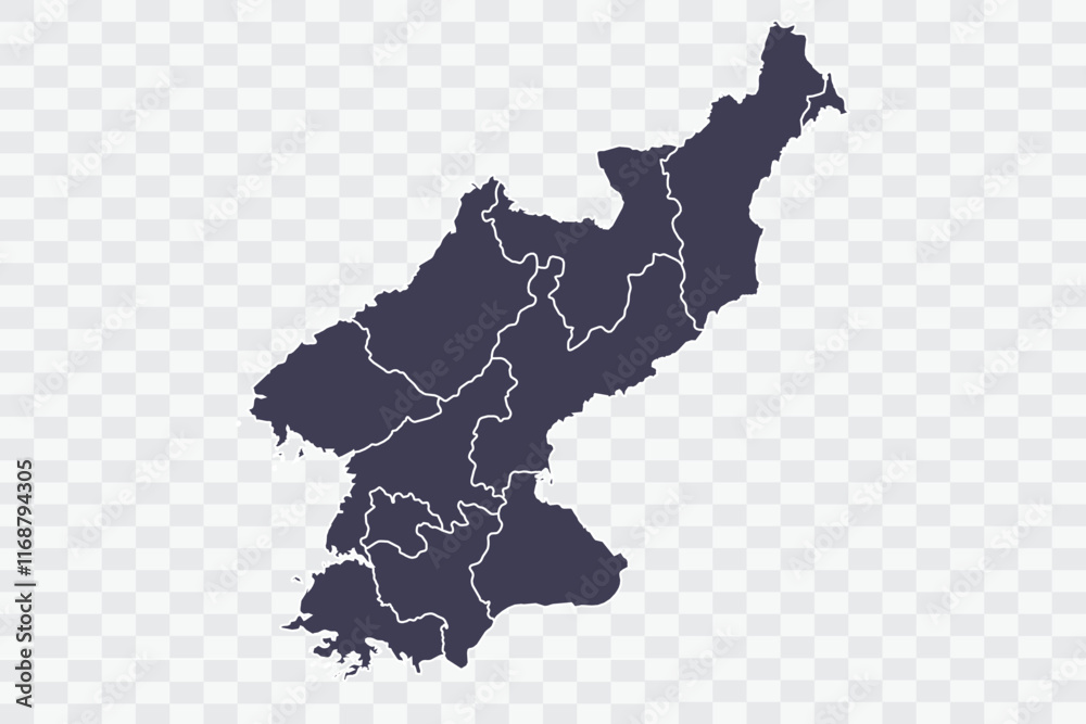 Obraz premium North Korea Map Slate Color on White Background quality files Png