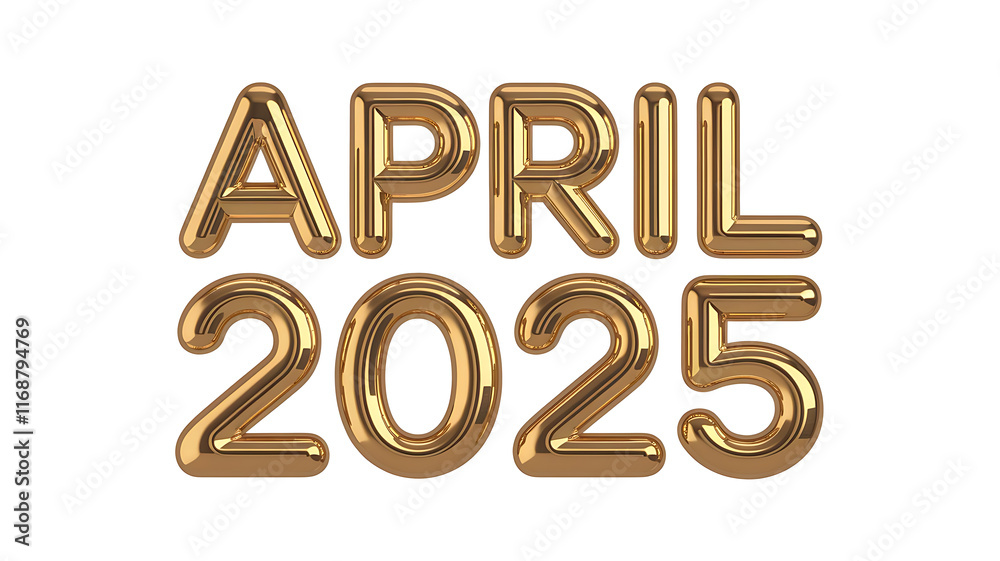 3D Golden Text April 2025 with Reflection Isolated on Transparent Background, Shining April 2025 in 3D 3D Golden Text April 2025 with Reflection Isolated on Transparent Background, Shining April 2025 in 3D