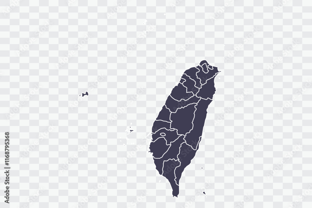 Obraz premium Taiwan Map Slate Color on White Background quality files Png