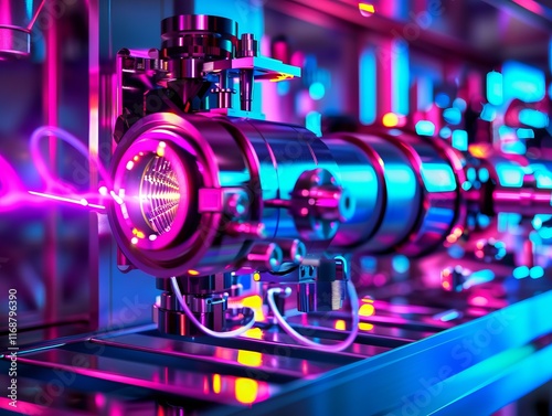 Spectroscopic methods with synchrotron light, accurate measurements, side view, capturing scientific precision, futuristic tone, Vivid photo