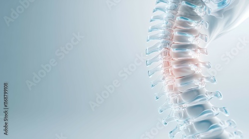 A spine with a red and blue color