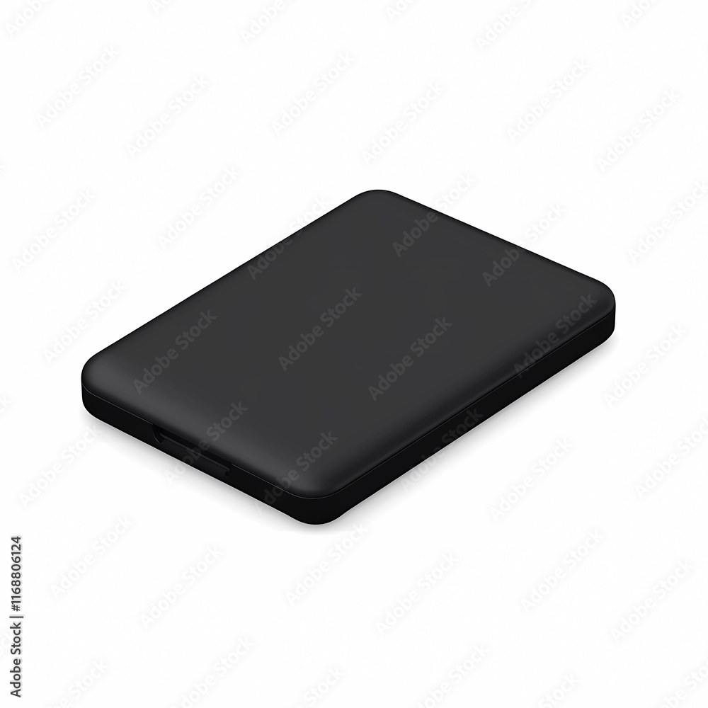 Portable Charger Slim Black Design on Clear White Background Portable Charger Slim Black Design on Clear White Background