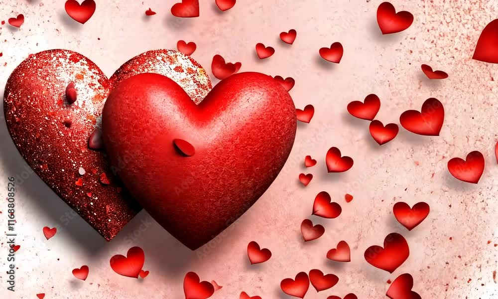 Happy Valentine, beautiful background with hearts, 4K