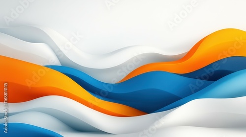 A colorful wave with blue, orange, and white colors