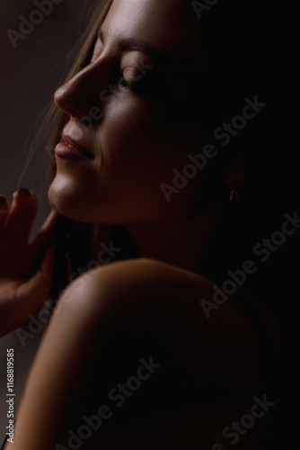 Close-up portrait of a pretty girl with light make-up