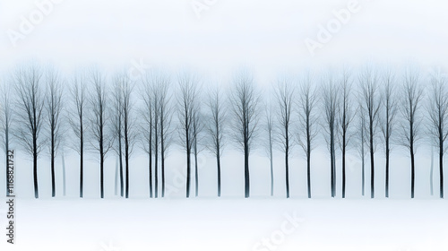Wallpaper Mural A Calm Minimal Forest Scene with Uniformly Spaced Trees and Diffused Soft Sunlight Enhancing the Clean Horizon Torontodigital.ca