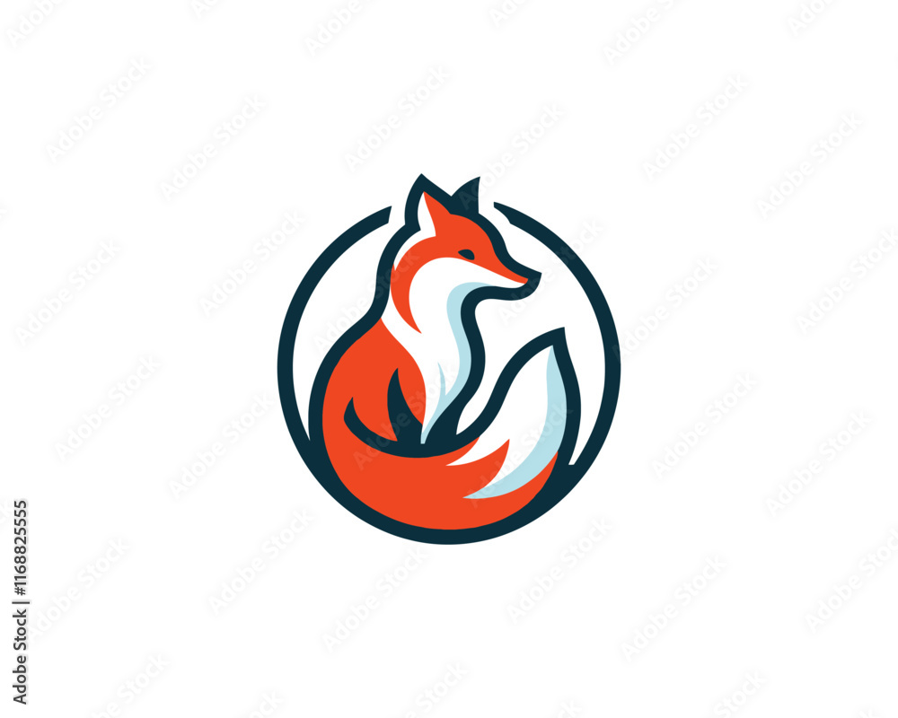 Obraz premium Colorful fox logo design icon vector illustration