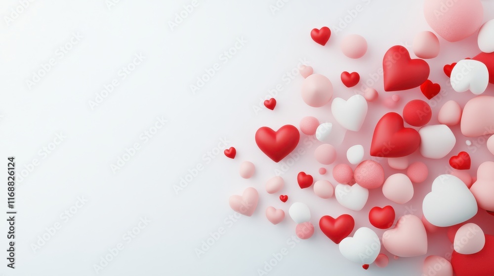 A white background with a large number of red and white hearts A white background with a large number of red and white hearts