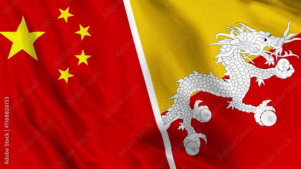 China and Bhutan Flag Loop