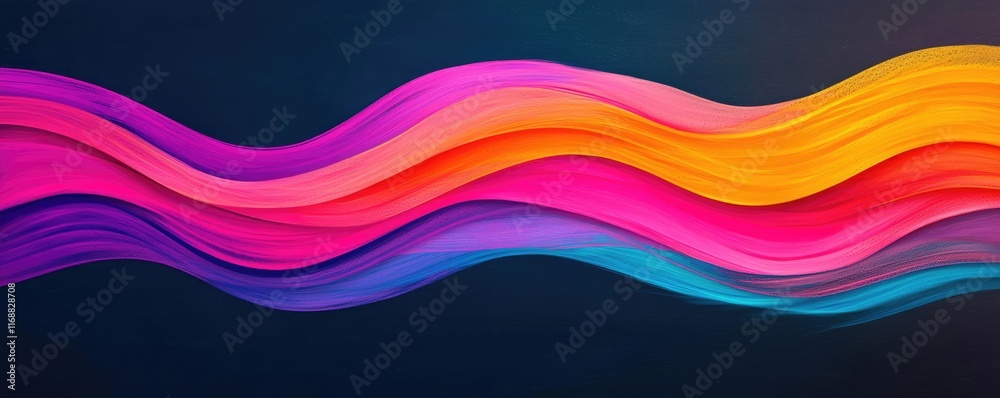 Obraz premium Chalkboard abstract background idea. Vibrant abstract waves in bright colors flowing across a dark background.