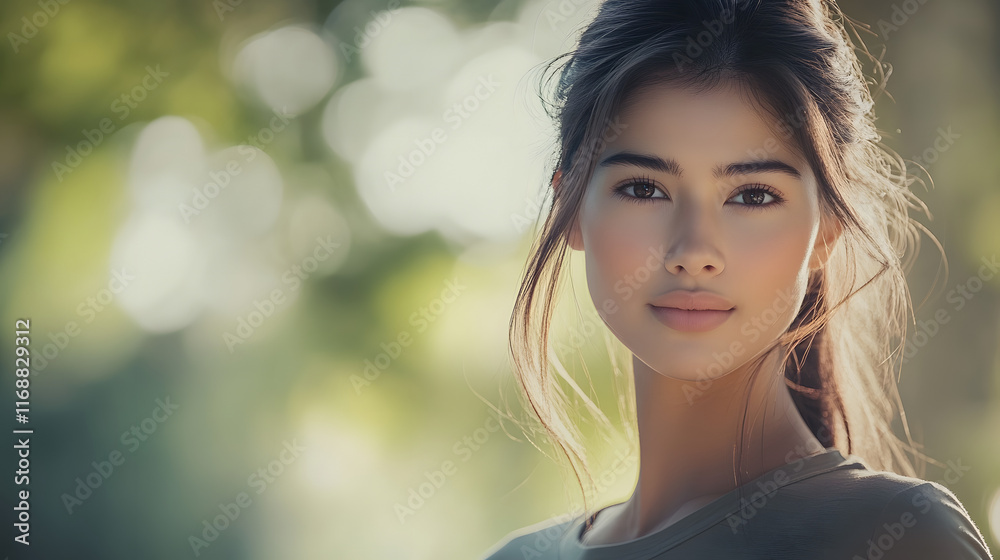 A Captivating Minimalist Fashion Model in Muted Neutral Tones and Clean Silhouettes Without Accessories Against a Softly Blurred Background